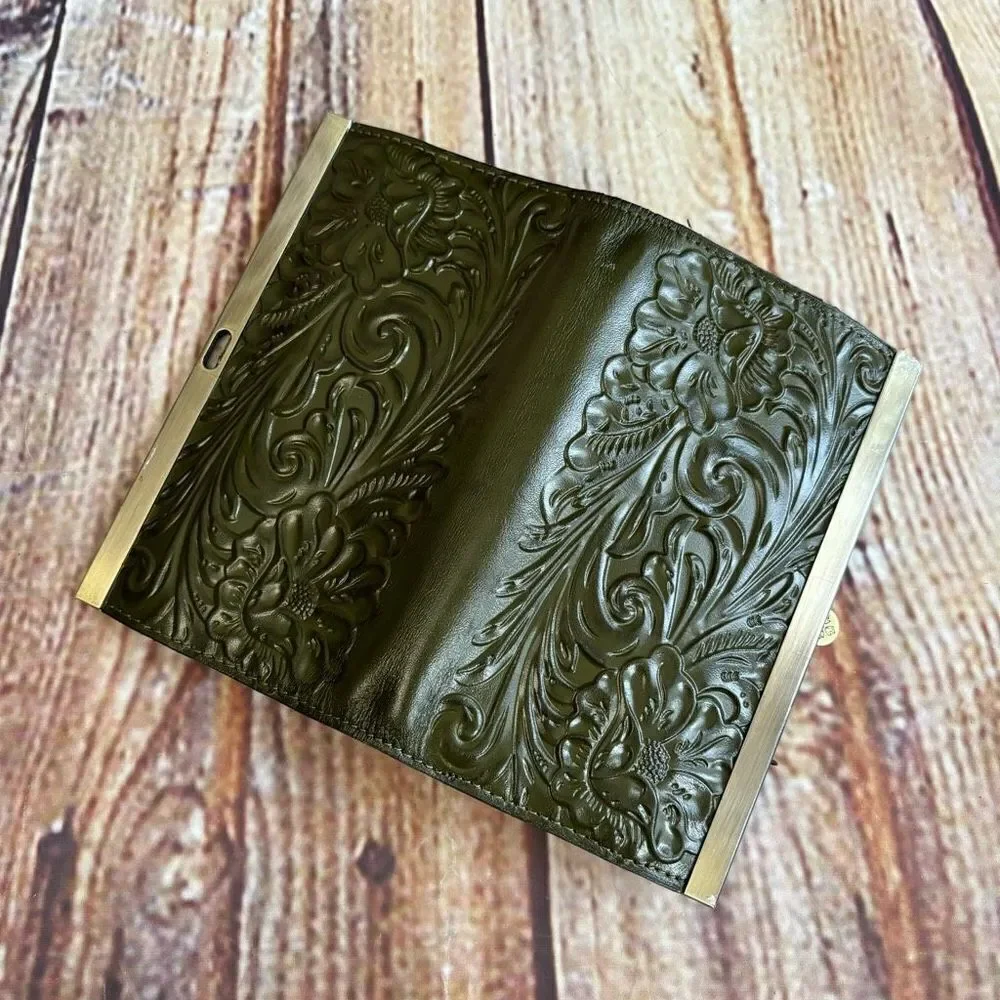 Patricia Nash Bundle Tooled Cauchy Wallet Olive Leather Brand New NWT